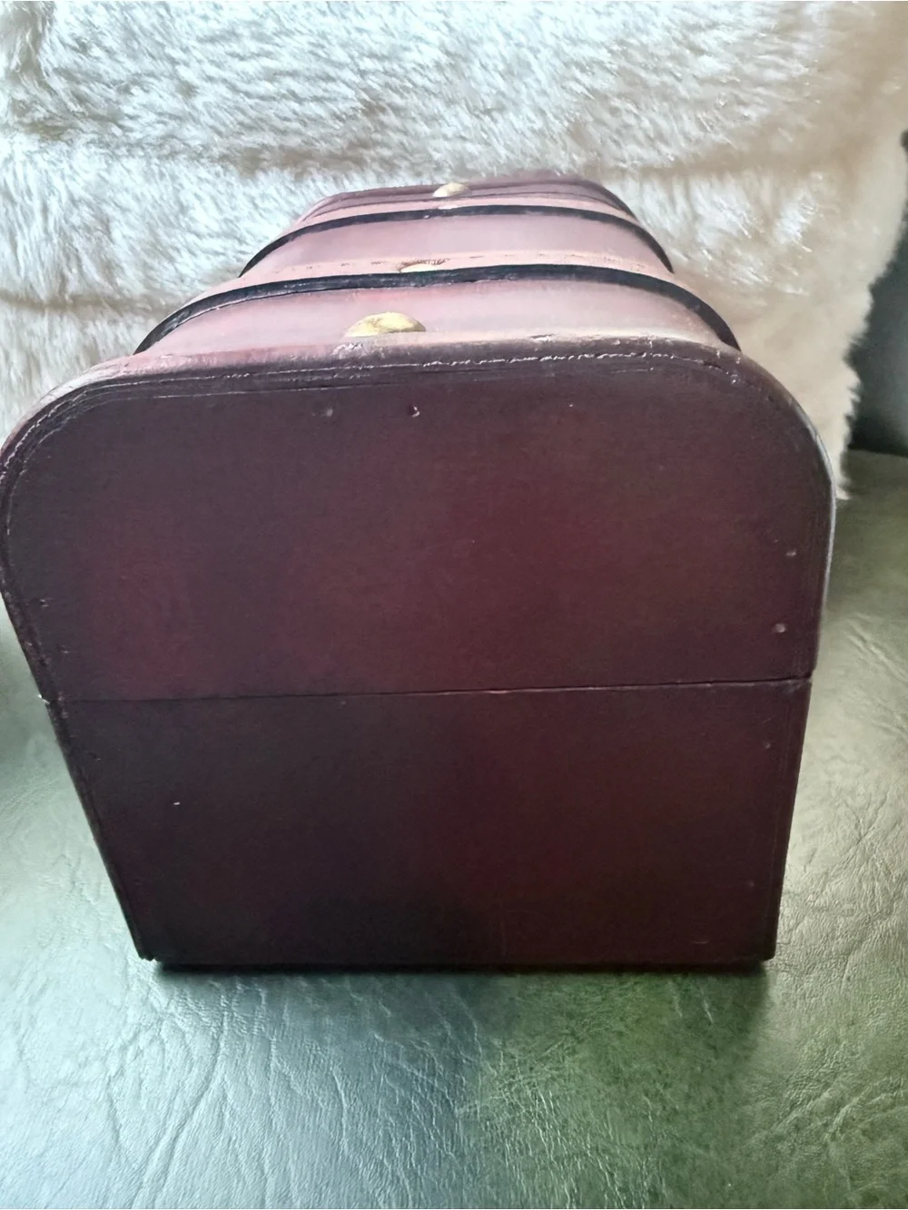 Wood and Leather Decorative Treasure Storage Chest Box